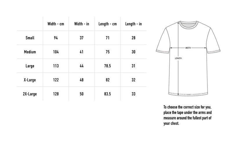 Size chart for Womanticore Stonewash Tee