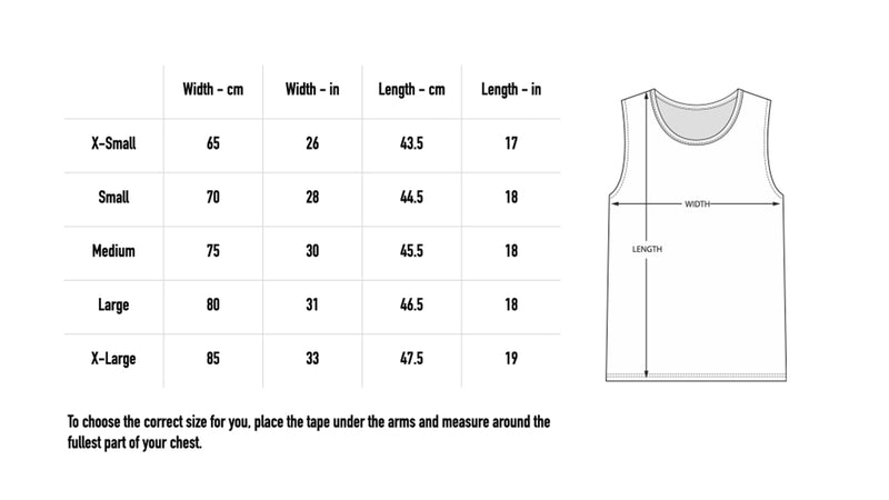Size chart for Womanticore Tank - Ecru